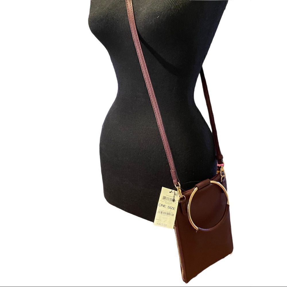 NWT INC International Concepts Charli crossbody circle gold tone handle wine